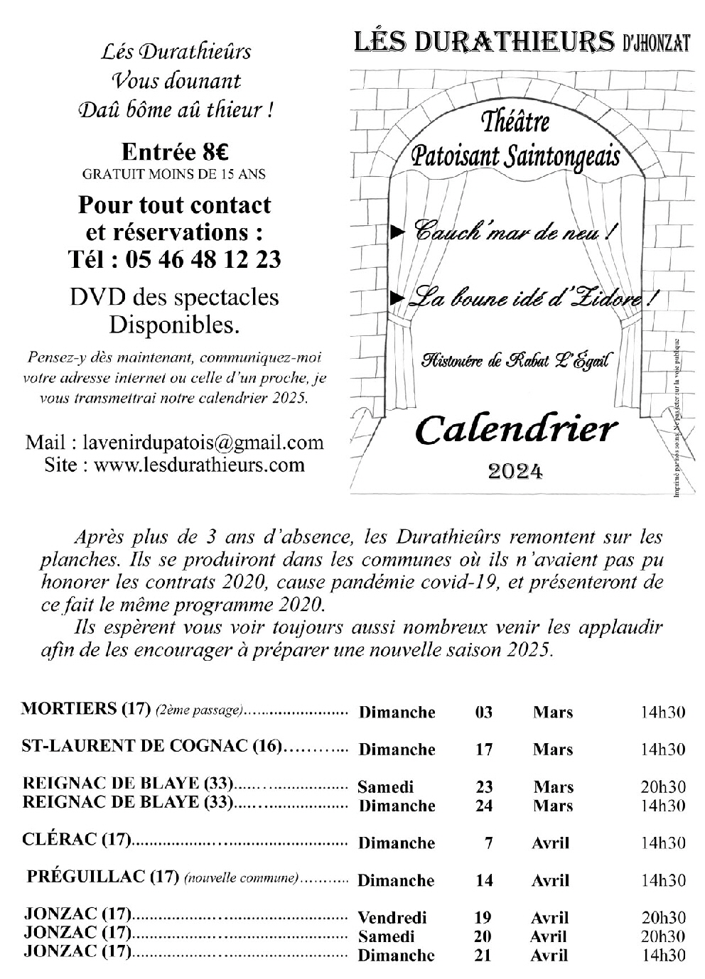 Durathieurs Calendrier 2024